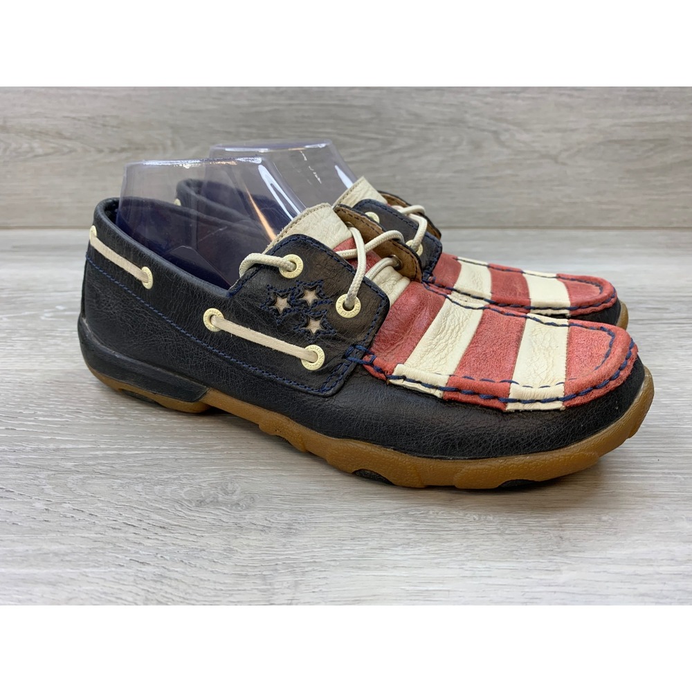 Twisted X Driving Mocs Women's 9 Patriotic American Flag Leather Casual Shoes